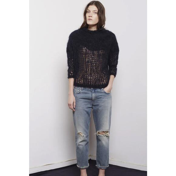 Acne Studios Womens Pop Trash Distressed Straight Cropped Jeans Sz 38 US 29/30 - Picture 1 of 11